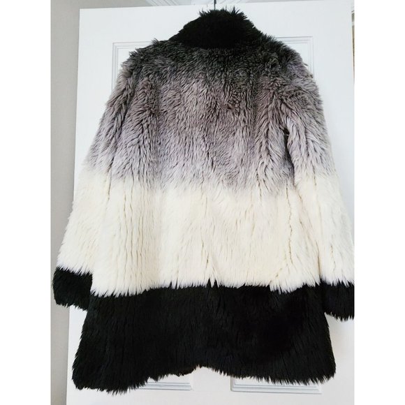 CALVIN KLEIN FURRY OMBRE Gray/White/Cream/Black Women's Jacket Size XS - Picture 6 of 8